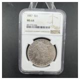 1887 Morgan Silver Dollar - NGC MS64