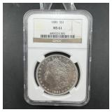 1885 Morgan Silver Dollar - NGC MS61