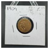 1909 $5 Indian Head Gold Half Eagle