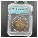 1860-O Trade Dollar - Graded AU58