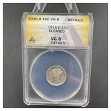 1916-D Key Date Mercury Silver Dime - VG8 Cleaned
