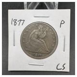 1877 Seated Liberty Silver Half Dollar