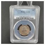 1932-S Key Date Washington Silver Quarter - AU58