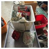 Large Bin of Electrical Wire, Lights & Components