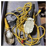 Two Corded Trouble Lights & Extension Cord