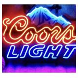 Coors Light Beer 17"x12.5" Real Glass Neon Sign