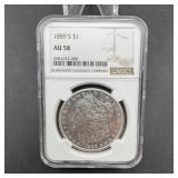1889-S Morgan Silver Dollar - AU58