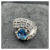 FA 925 Blue Topaz Ring - Size 8 - 9.1g