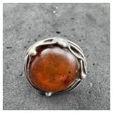 Vintage Amber 925 Ring - Size 5 - 6.6g