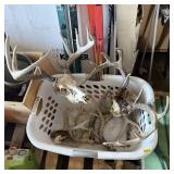 Deer Skull Mounts, Antlers and Laundry Basket