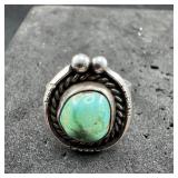 Turquoise Cabochon w/ Twisted Rope Bezel & Bead De