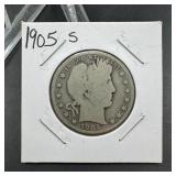 1905-s Barber Silver Half Dollar