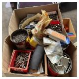 Large Flat Of Hardware, Staples, Nails & More