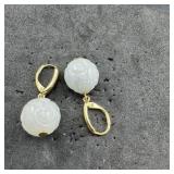 925 China Jade Earrings - 10.7g