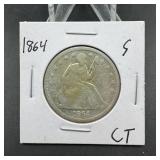 1864-s Seated Liberty Silver Half Dollar