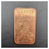 1 Oz Walking Liberty Design Copper Bar