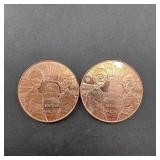 (2x the Bid) Alien Design 1 oz Copper Rounds ï¿½ 2x