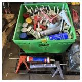 Large Tote of Caulk, Adhesives and Four Caulking G