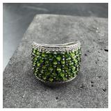 925 CC Green Stone Ring - Size 7 - 7.4g