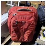 Red Rolling Suitcase With Telescoping Handle