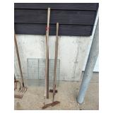 Four Vintage Garden Hoes and Tools