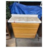 Three-Drawer Oak Dresser with Laminate Top