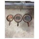 Three Cast Iron Skillets No 7 USA