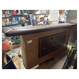 Large Wood Bar With Upholstered Front Panel, 87'