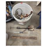 Bucket of Assorted Metal Tools and Parts