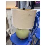Green Glass Table Lamp With Fabric Shade