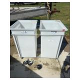 Dual Plastic Utility Bins With Frame and Casters