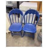 Blue Wooden Spindle Back Chairs