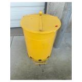 Yellow Metal Foot-Operated Trash Can
