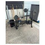 Weider Pro Weight Bench With Weights and Barbell