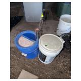 Ice Fishing Rods With Bait Buckets Lot