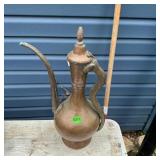 Brass Ewer With Hinged Lid and Serpentine Handle