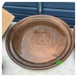 Embossed Copper Serving Tray with Bird Motif