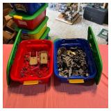 Two Bins of Assorted LEGO Bricks and Parts