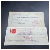1900 Marion Gas Co. Bill and 1953 Coca-Cola Check