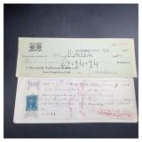 Two Historic Cancelled Bank Checks, 1866 & 1914