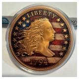 1794 Liberty Eagle 5 AVDP Ounce .999 Copper Round