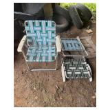 Three Webbed Aluminum Lawn Chairs