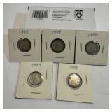 5 Canadian 10 Cent Coins, 1943ï¿½1954