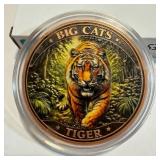 5 oz. Big Cats Tiger Colored Copper Round