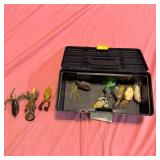 Fishing Lure Lot With Frogs and Tackle Box