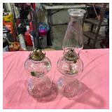 Clear Glass Oil Lamps with Brass Tops