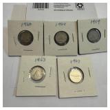Canada 10 Cent Coins 1959ï¿½1967, Silver and Nickel