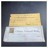 Historic Bank Checks 1875 and 1943 Pair
