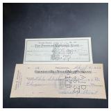 1930s Cancelled Bank Checks, 2 Pieces