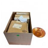 Kromex China Plates and Amber Glass Bowl